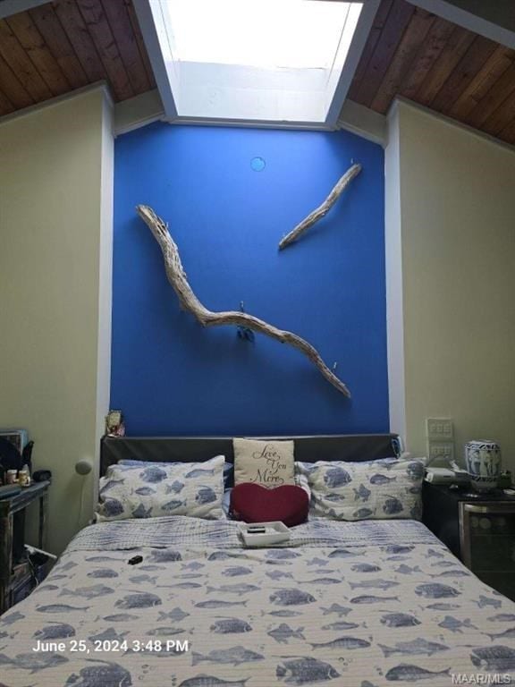 1442 Jernigan Rd, Ozark, AL 36360 - bedroom with a skylight, wooden ceiling, and vaulted ceiling