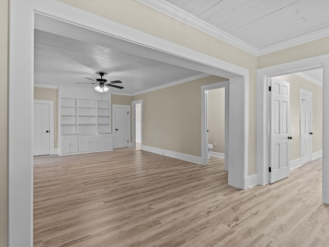 203 E Mckinnon St, New Brockton, AL 36351 - unfurnished room with crown molding, light wood finished floors, and ceiling fan
