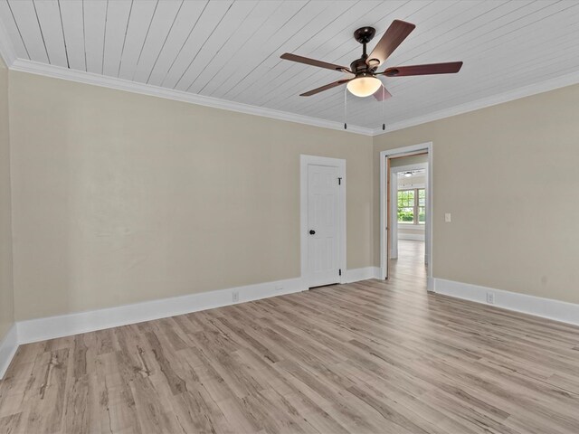 203 E Mckinnon St, New Brockton, AL 36351 - empty room featuring light wood finished floors, a ceiling fan, ornamental molding, and wooden ceiling