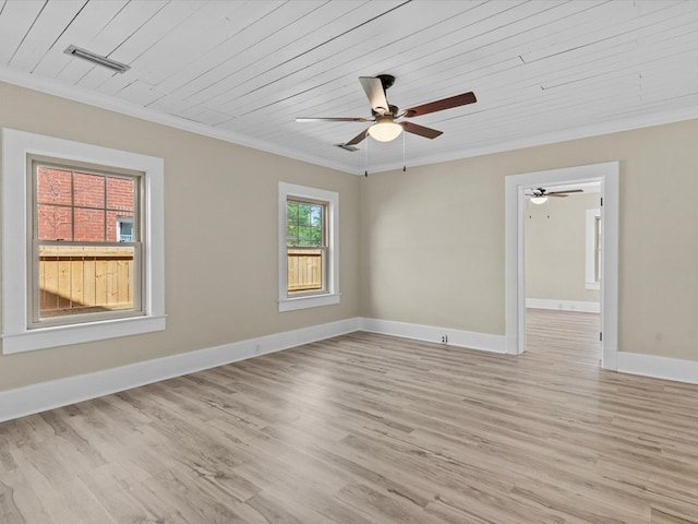 203 E Mckinnon St, New Brockton, AL 36351 - unfurnished room with crown molding, ceiling fan, light wood-style flooring, and wooden ceiling