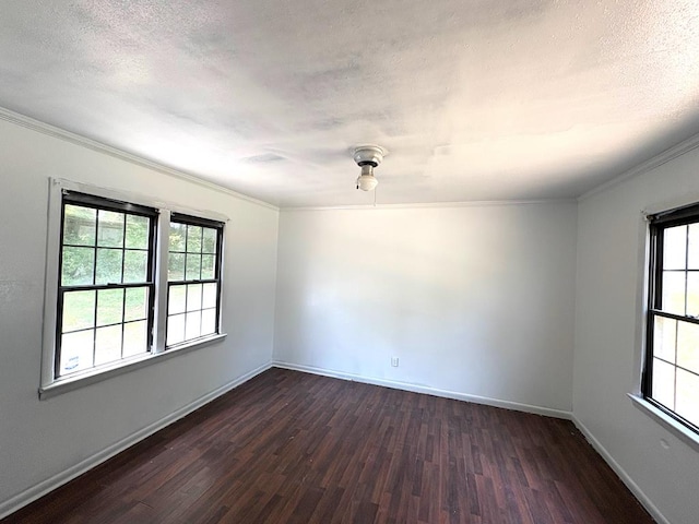 176 Camilla Ave, Ozark, AL 36345 - spare room with ornamental molding, dark wood-type flooring, baseboards, and a textured ceiling