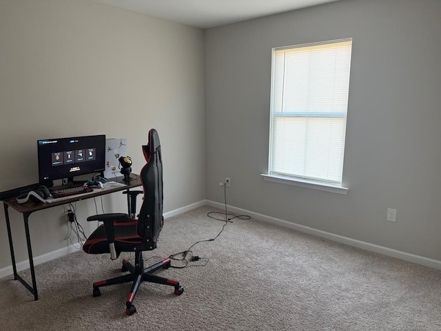 view of carpeted office space