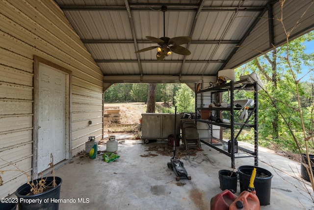 view of patio / terrace featuring ceiling fan