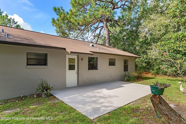 back of house featuring a lawn and a patio