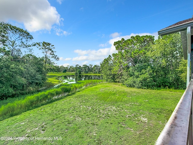 view of yard featuring a water view