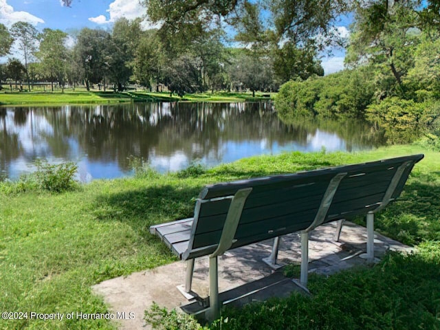 view of home's community with a water view