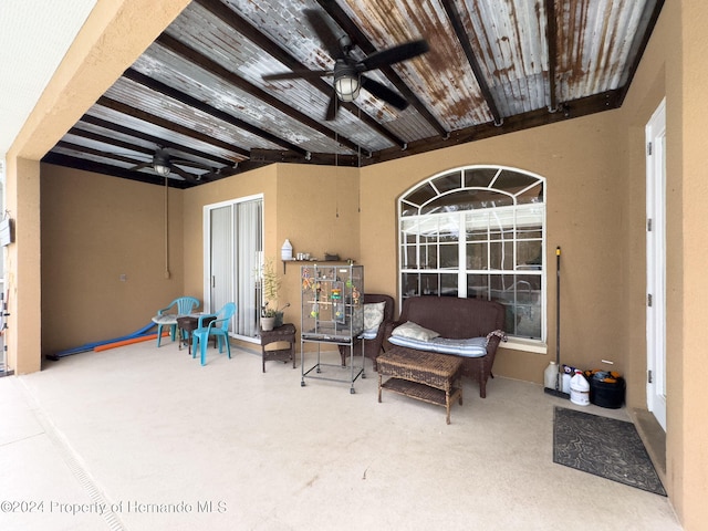 view of patio / terrace featuring ceiling fan