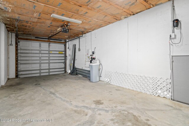 garage with a garage door opener