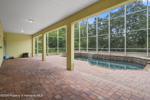 view of pool featuring a patio and pool water feature