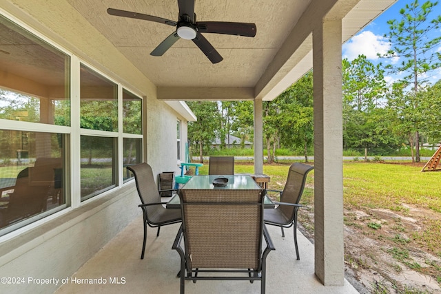 view of patio / terrace with ceiling fan