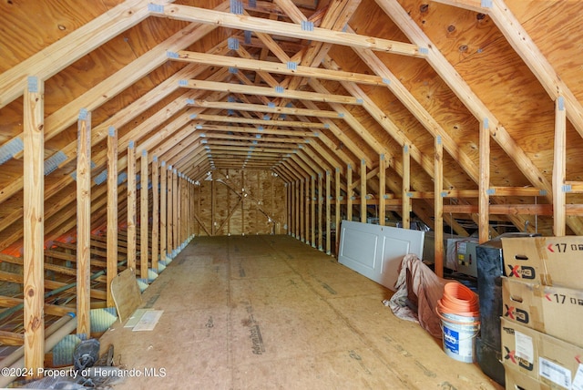 view of unfinished attic