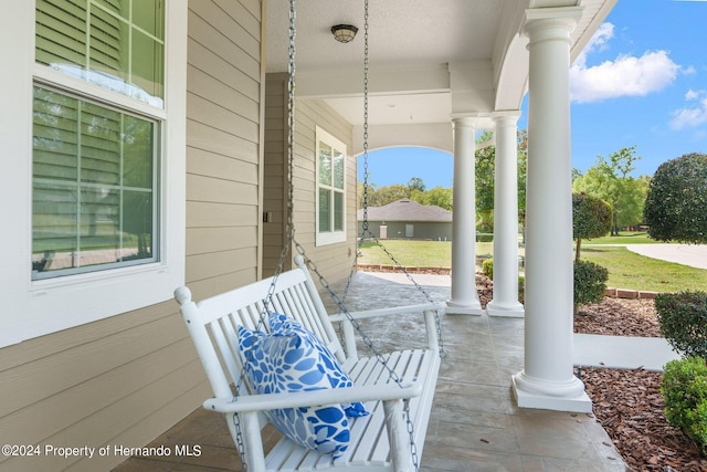 view of patio / terrace featuring covered porch