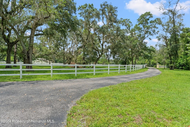 view of road featuring a rural view