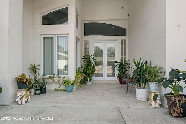 property entrance with french doors