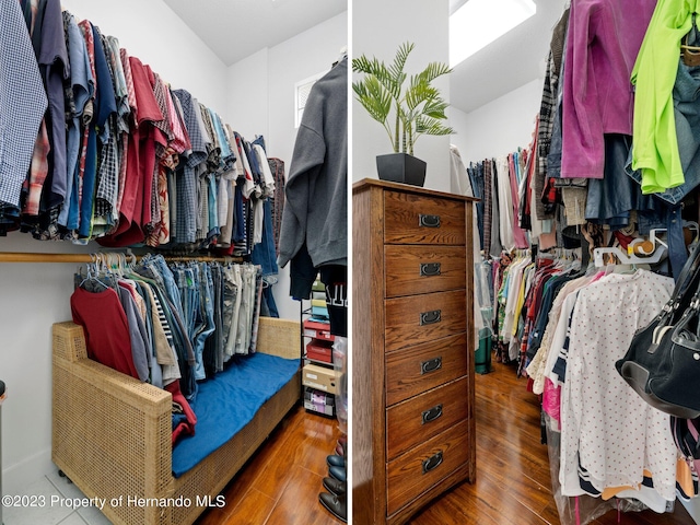 walk in closet featuring hardwood / wood-style flooring