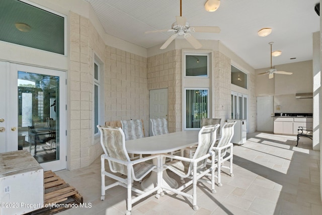 view of patio / terrace featuring ceiling fan