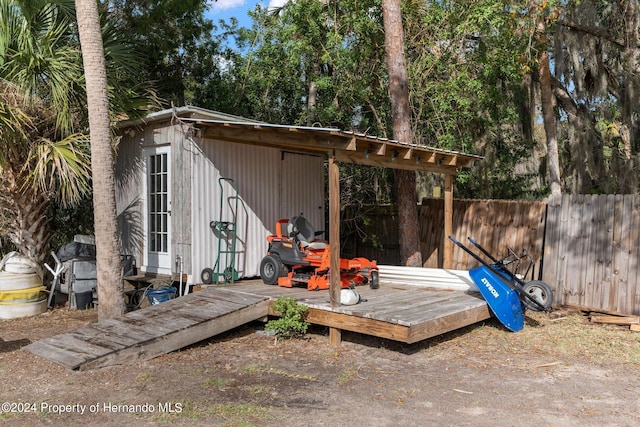 exterior space with an outbuilding