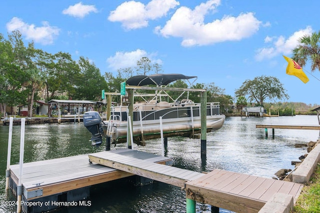 dock area featuring a water view