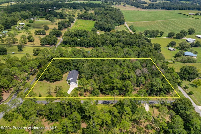 aerial view featuring a rural view