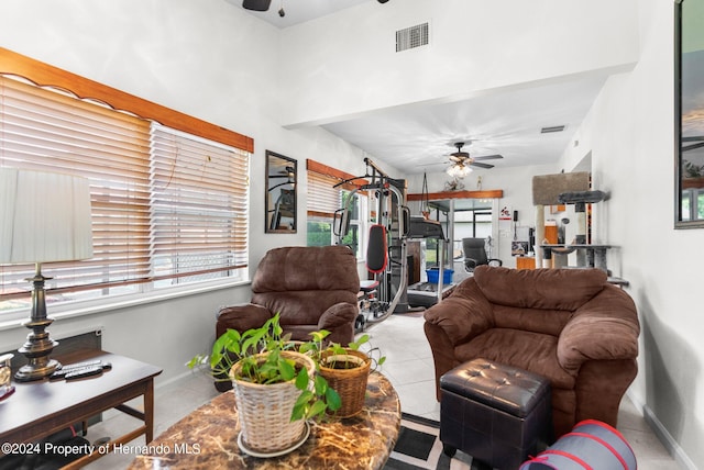 3391 Lambert Ave, Spring Hill, FL 34608 - living room with a wealth of natural light and ceiling fan