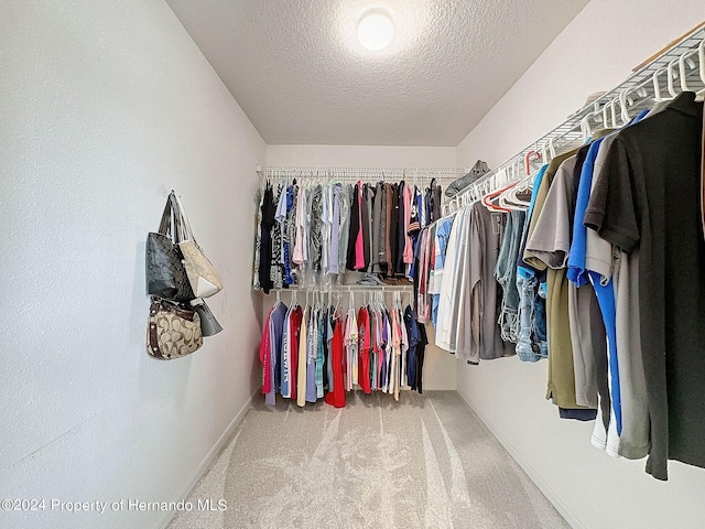 walk in closet with carpet