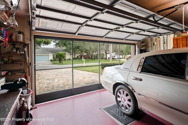 view of garage