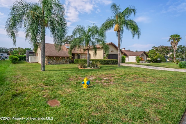 view of front of home featuring a front yard