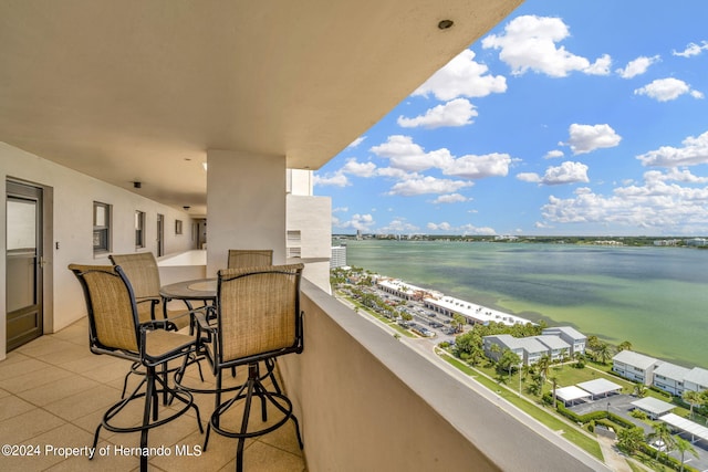 balcony with a water view