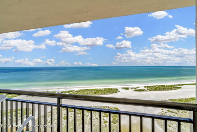 view of water feature featuring a beach view