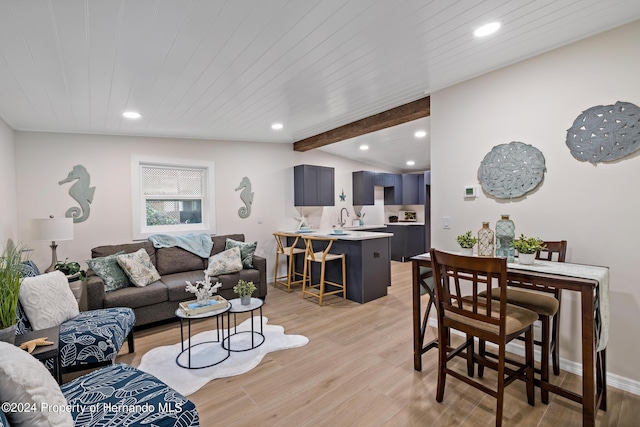 5369 Tuscawilla Dr, Weeki Wachee, FL 34607 - living area featuring light wood finished floors, recessed lighting, and wood ceiling