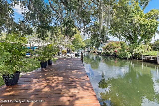 view of dock featuring a water view