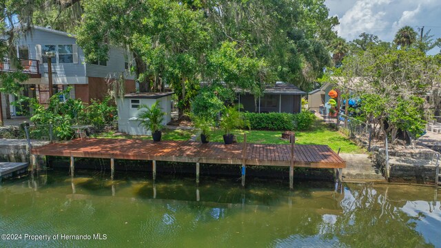 view of dock featuring a water view