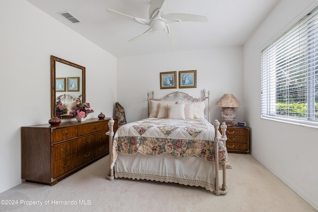 21312 Preservation Dr, Land O Lakes, FL 34638 - bedroom featuring light carpet, ceiling fan, and visible vents