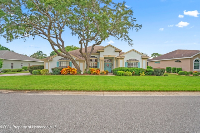 view of front of house featuring a front lawn