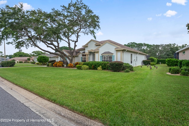 view of front of property with a front lawn