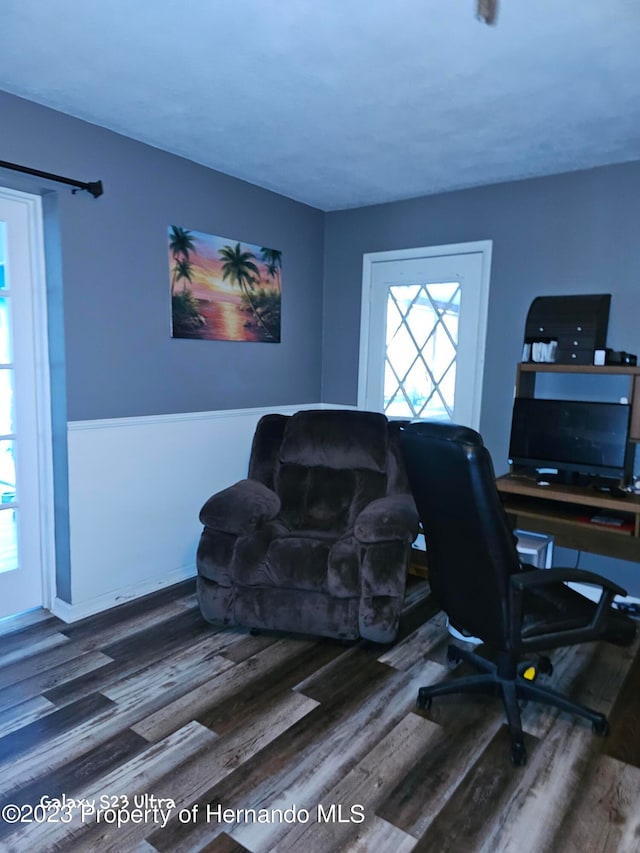 office featuring hardwood / wood-style flooring