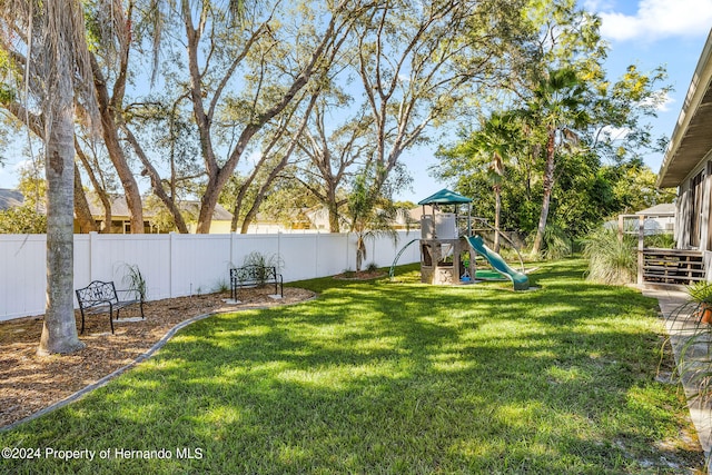 view of yard featuring a playground