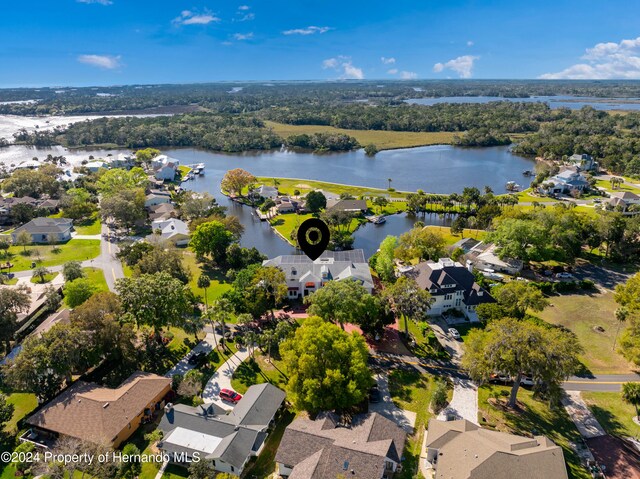 bird's eye view featuring a water view