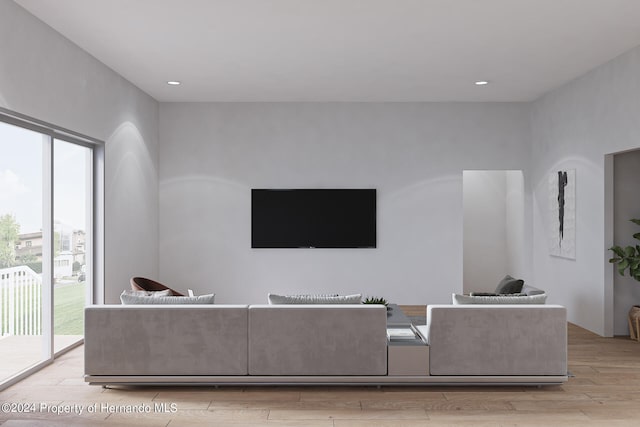 living room with light hardwood / wood-style floors