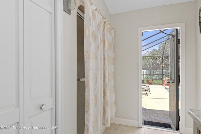 bathroom with tile patterned flooring