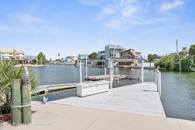 view of dock featuring a water view