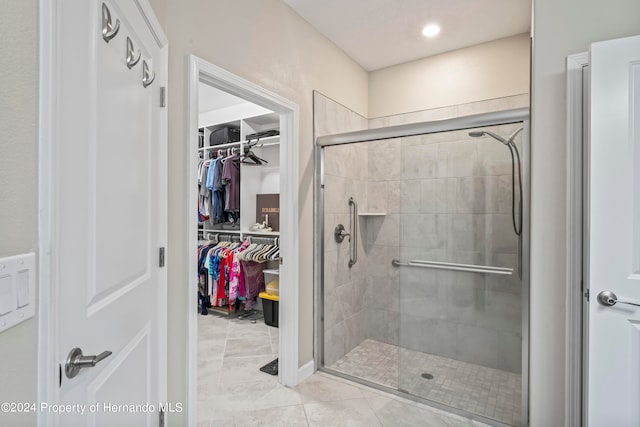 bathroom featuring walk in shower