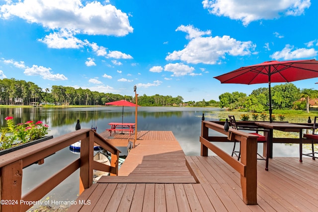 view of dock featuring a water view