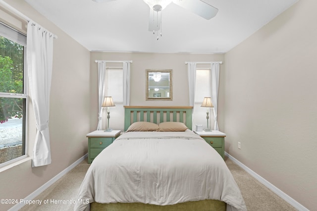 bedroom with carpet and ceiling fan