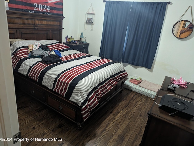 bedroom featuring dark wood-type flooring