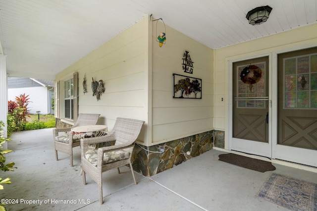 view of patio featuring covered porch