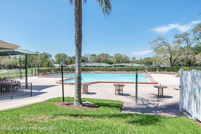 view of swimming pool with a patio