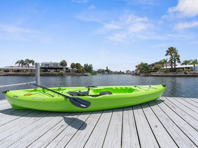 dock area featuring a water view