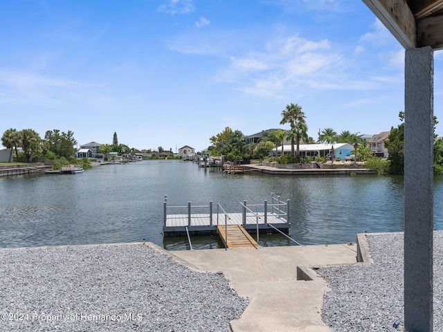 view of dock featuring a water view