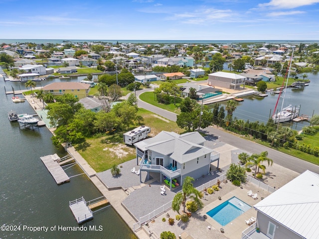 bird's eye view featuring a water view